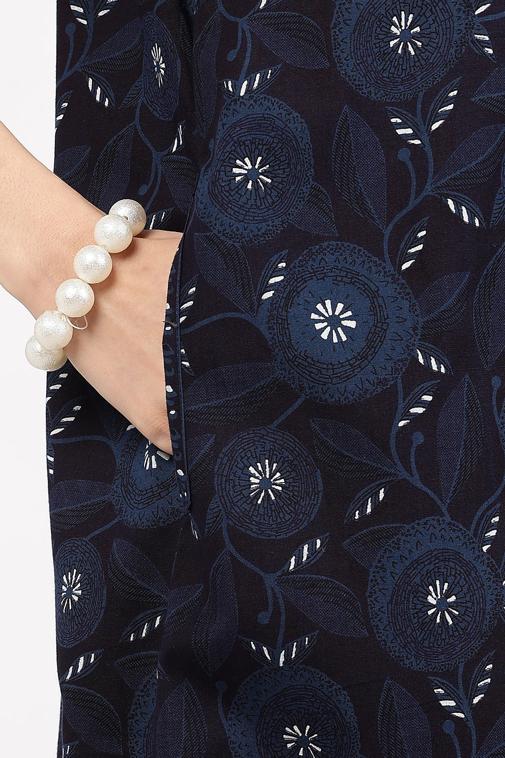 Naidu Hall Women’s Floral Printed Cotton Nighty with Front Yoke & Contrast Piping | Round Neck, Short Sleeves
 - NA94