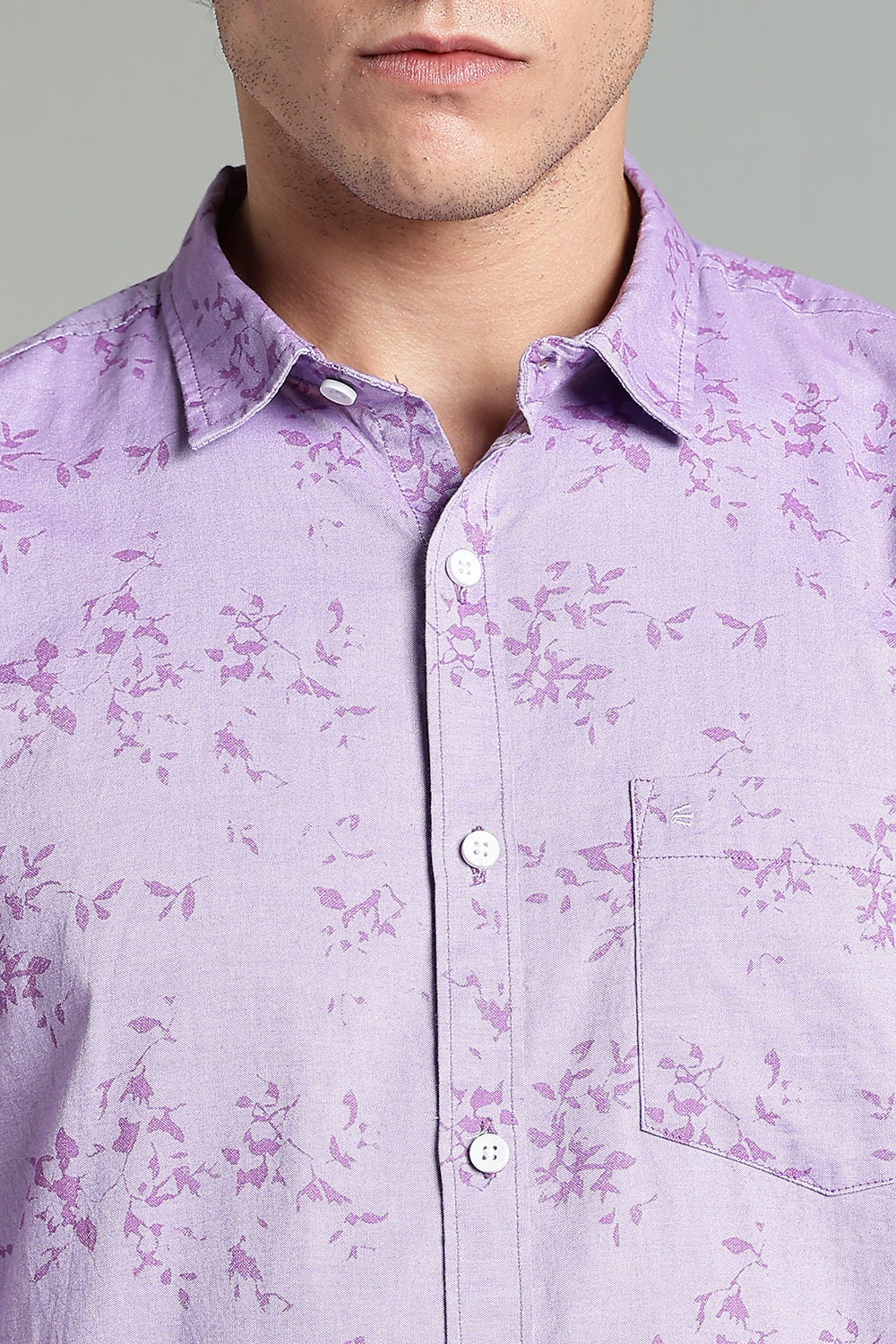 Enhance  Men’s Printed Casual Shirt – Full Sleeves with Patch Pocket and Button Cuffs  - Purple - SA01
