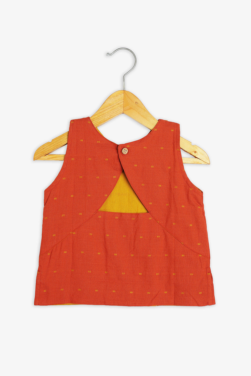 Chittythalli Girls Kalamkari Silk Cotton Slub Pavadai Set - Traditional Ethnic Wear-RUST-PS72