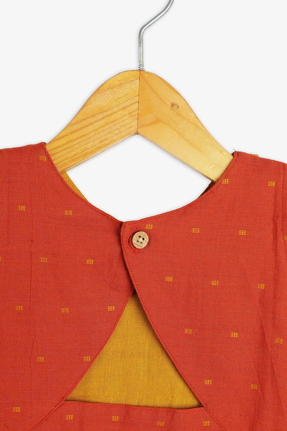 Chittythalli Girls Kalamkari Silk Cotton Slub Pavadai Set - Traditional Ethnic Wear-RUST-PS72