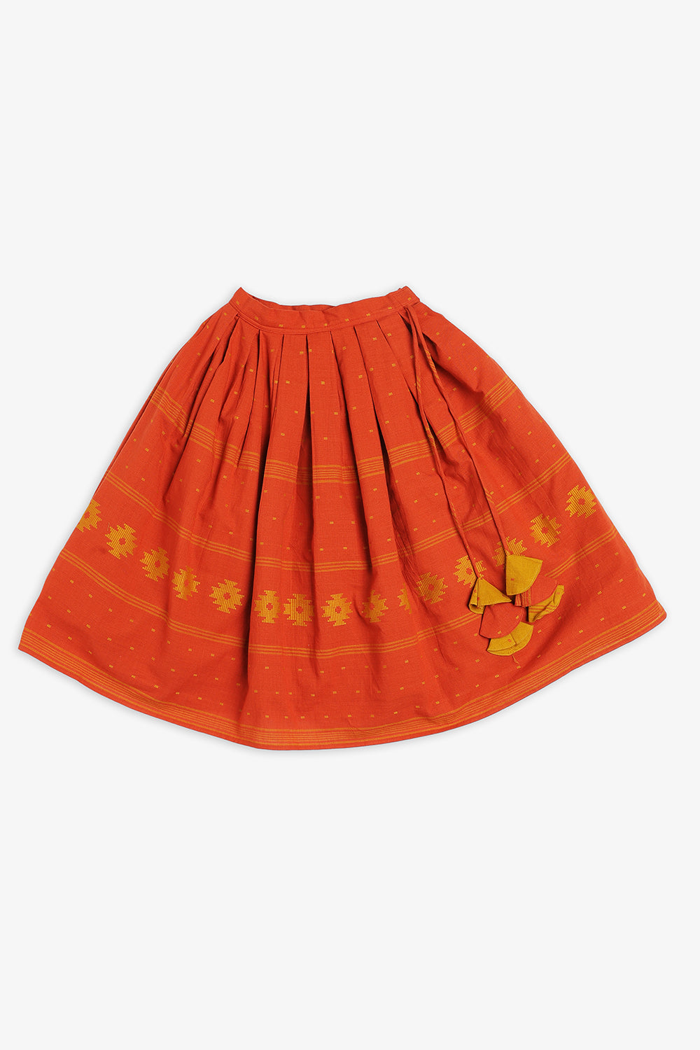Chittythalli Girls Kalamkari Silk Cotton Slub Pavadai Set - Traditional Ethnic Wear-RUST-PS72