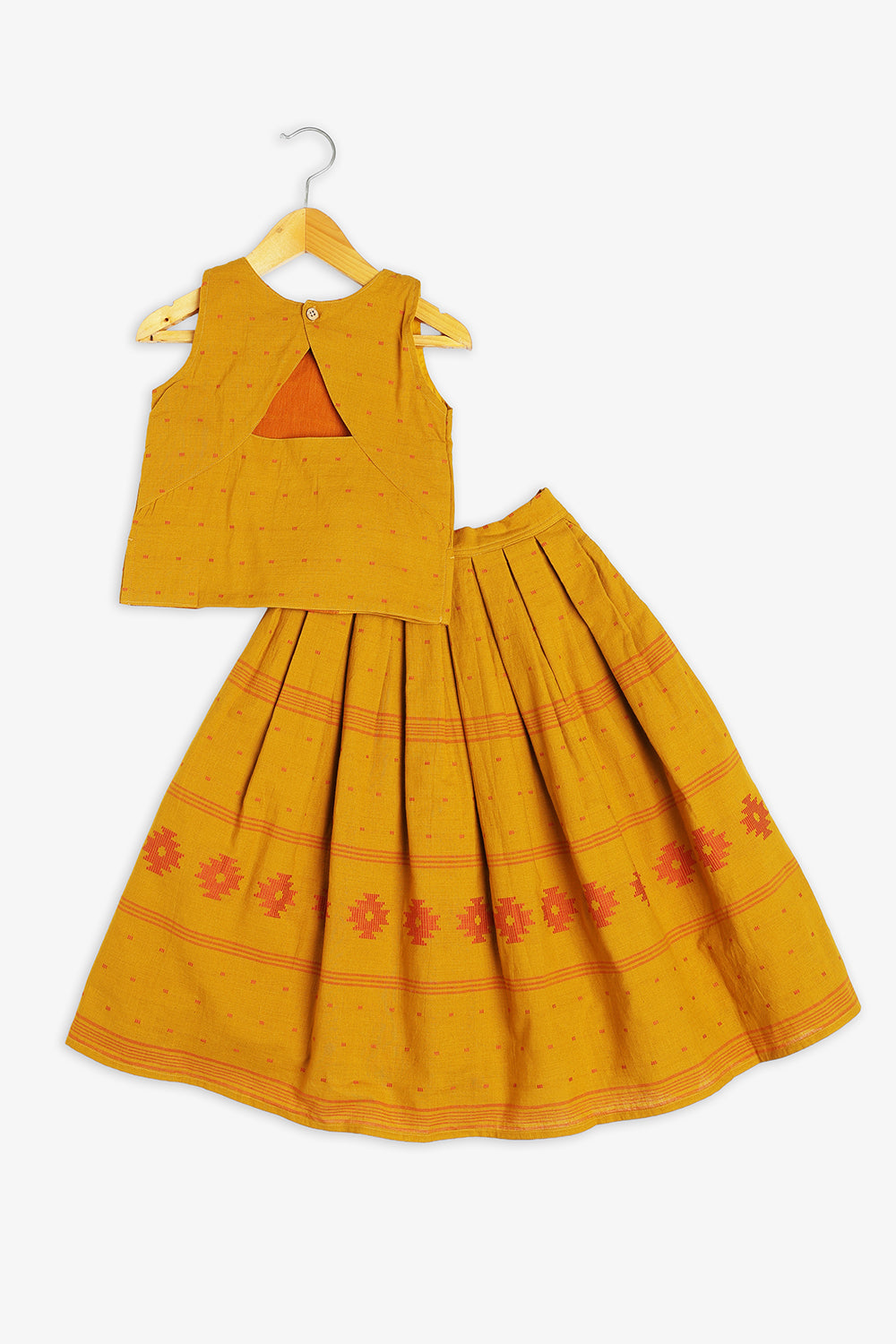 Chittythalli Girls Kalamkari Silk Cotton Slub Pavadai Set - Traditional Ethnic Wear-PS72