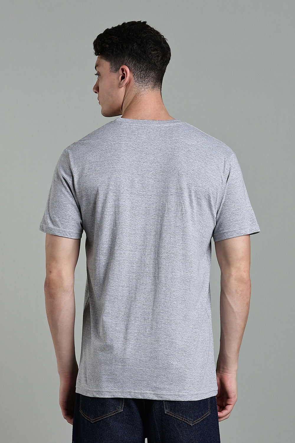 Enhance Men's Cotton Typography T-Shirt Inspired by the Fear Round Neck Half Sleeve Casual Wear - Grey - T113