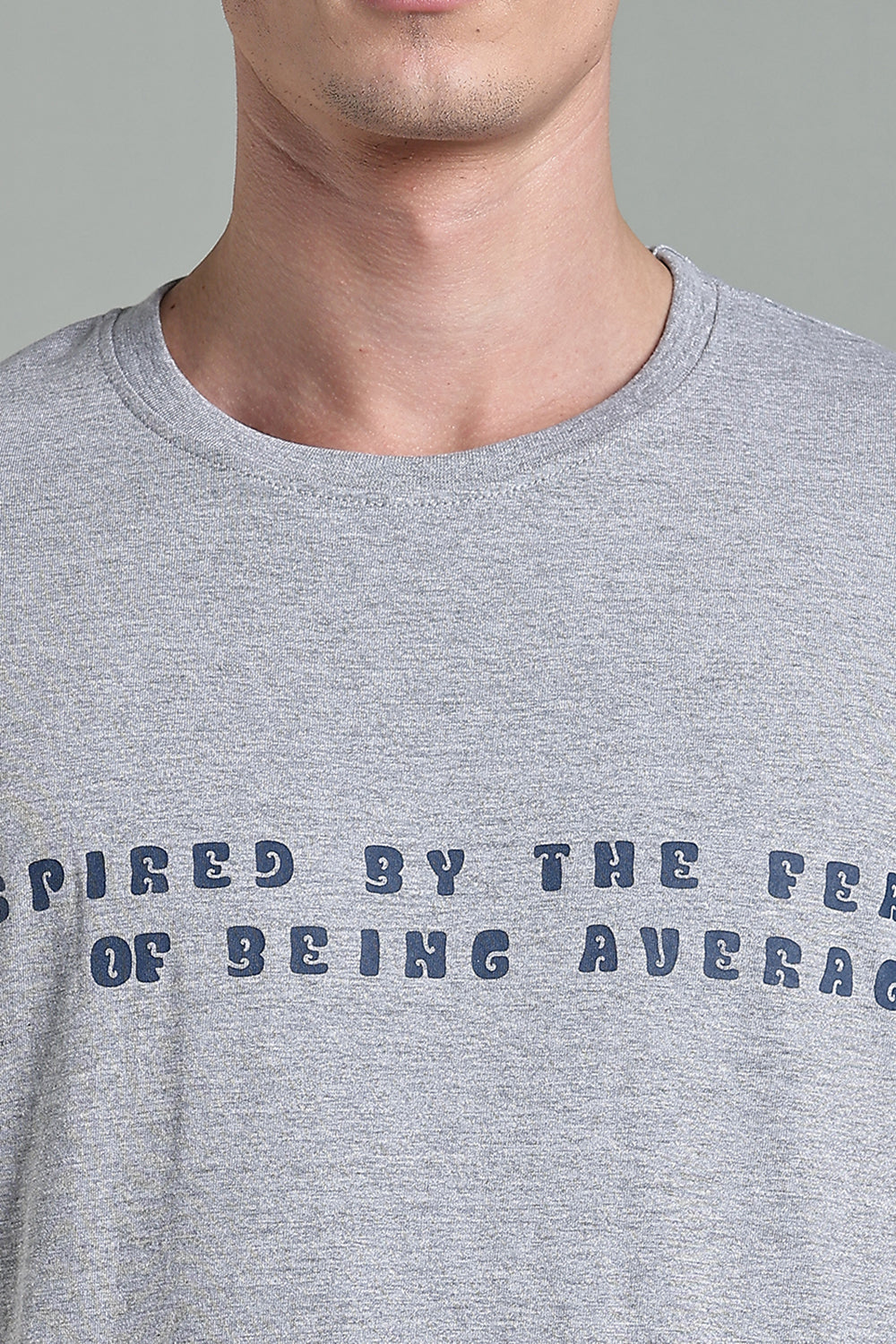 Enhance Men's Cotton Typography T-Shirt Inspired by the Fear Round Neck Half Sleeve Casual Wear - Grey - T113