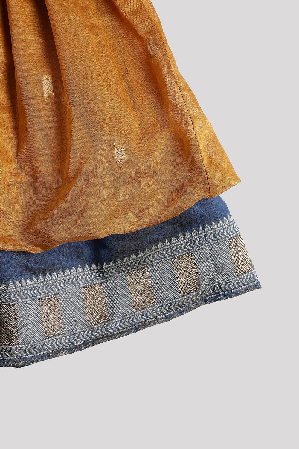 Chittythalli Girls’ Ethnic Chanderi Balloon Skirt Frock with Bow Knot and Gold Button Details | Traditional Festive Dress for Girls - FR44