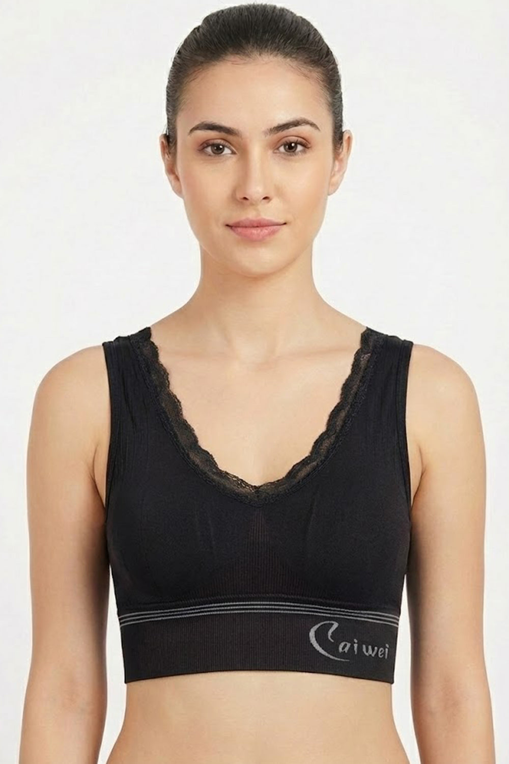 Teen Girls’ Full-Coverage Padded Sport Bra – Seamless, Sweat-Absorbent Crop-Slip Fit with High Waistband - 2041