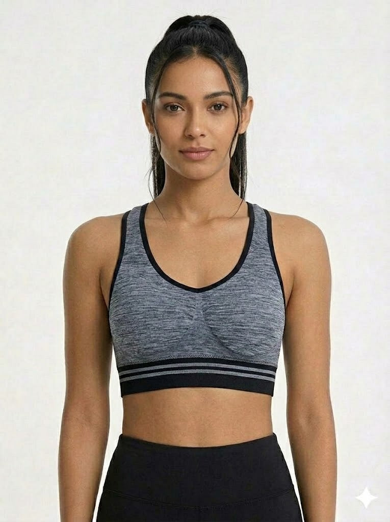 Padded Sports Bra for Women & Teen Girls – Seamless Non Wired Cotton Blend Gym Bra | Removable Pads Sweat Absorbent Workout & Training Bra - 168L
