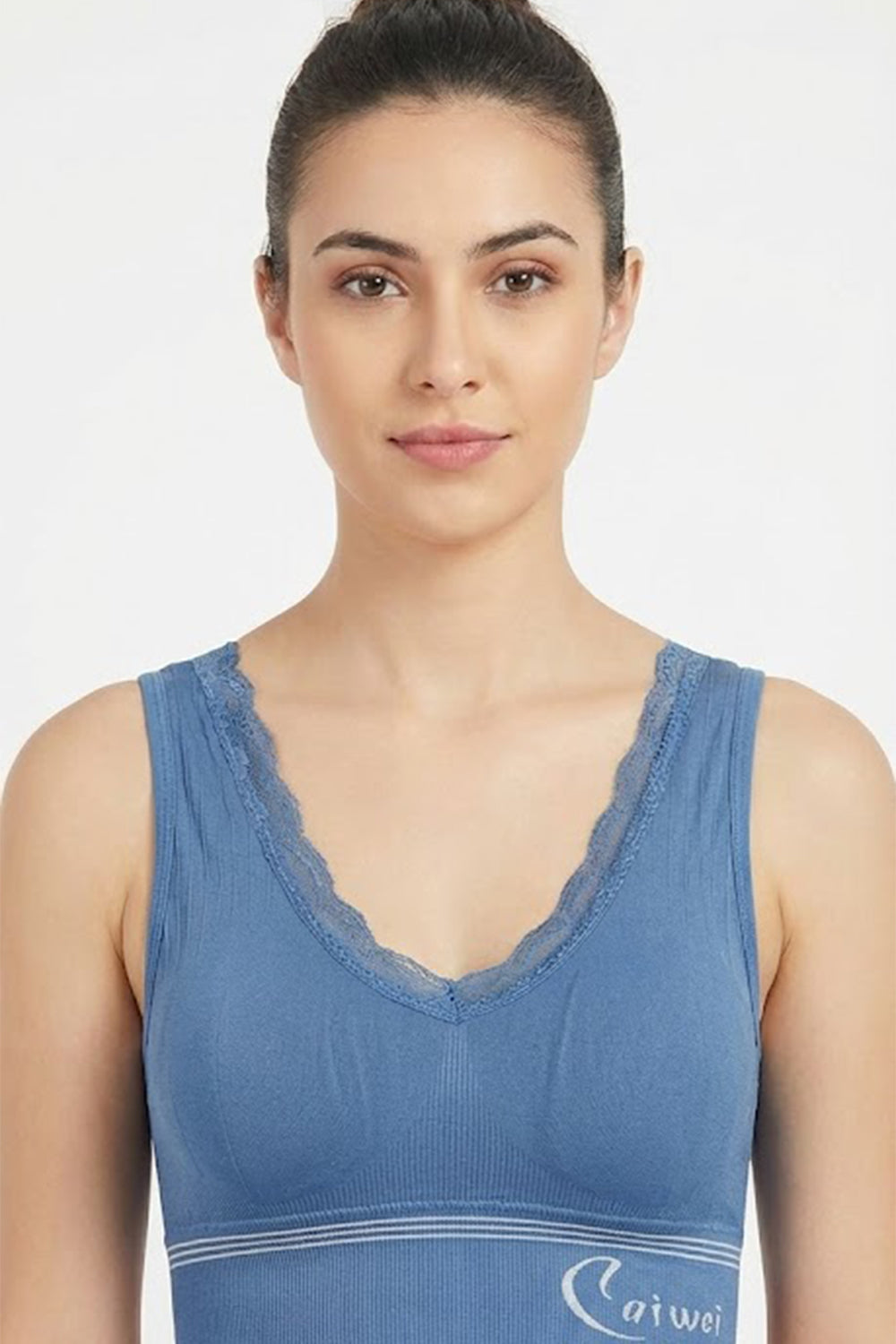 Teen Girls’ Full-Coverage Padded Sport Bra – Seamless, Sweat-Absorbent Crop-Slip Fit with High Waistband - 2041