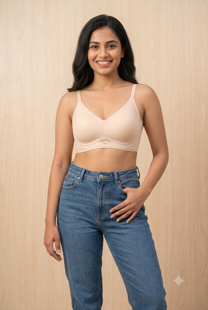 Women's Seamless Padded Full Coverage Bra | Non-Wired Modal T-Shirt Bra with Back Hook | Soft Everyday Comfort Bra for Women - A11