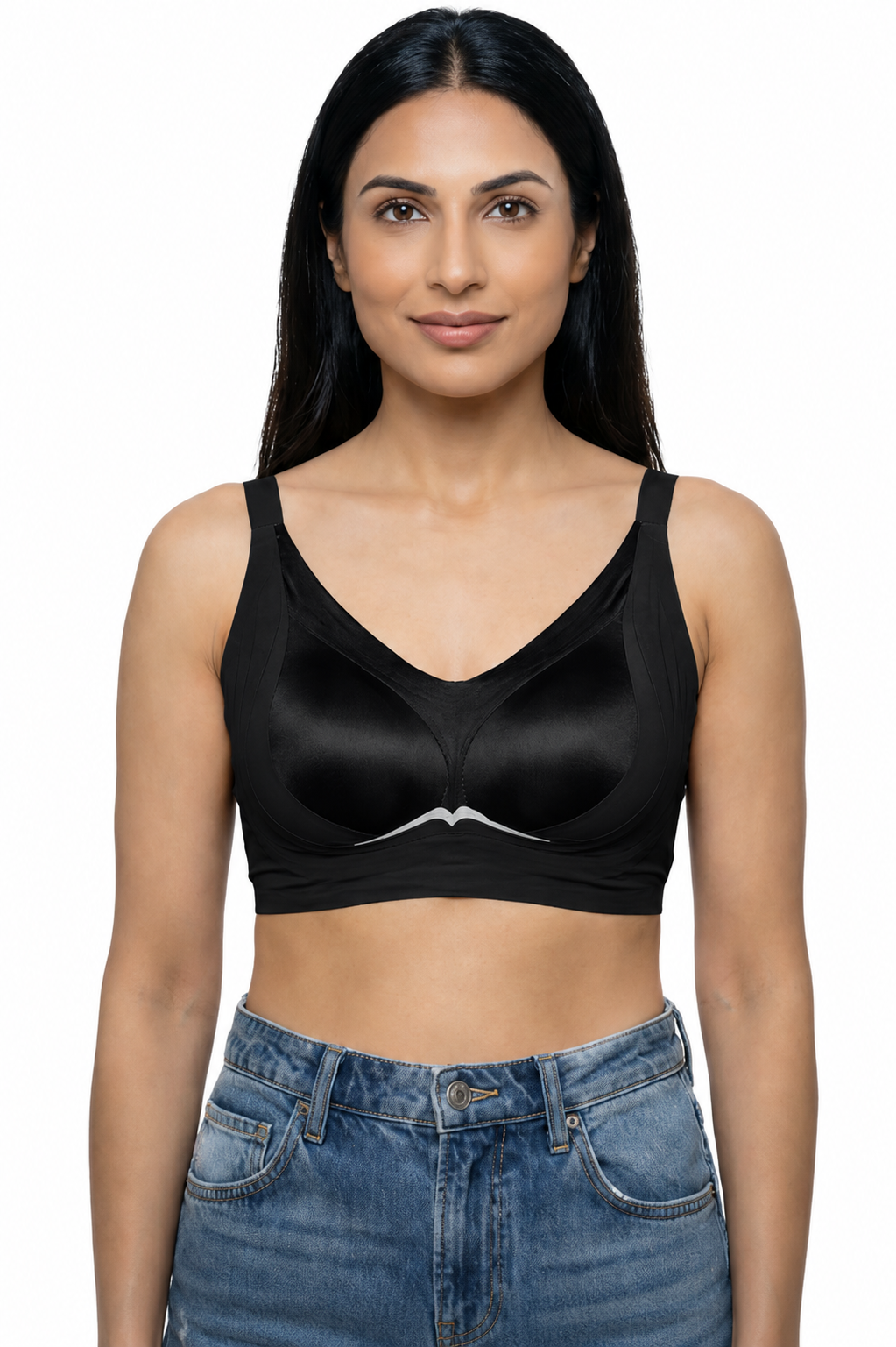 Women's Seamless Padded Modal Bra | Non-Wired Low Coverage T-Shirt Bra for Women | Soft Everyday Comfort Bra - 2534