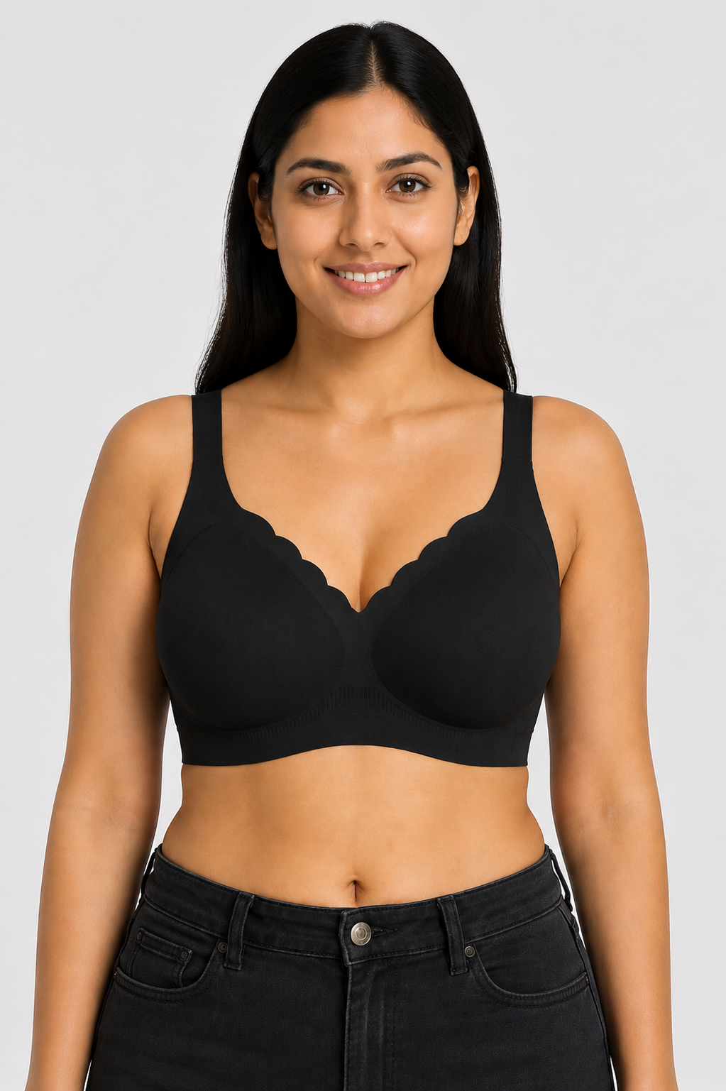 Women's Seamless Padded Full Coverage Plus Size Bra | Non-Wired Modal Bra with Broad Straps | Soft Everyday T-Shirt Bra for Women - 9330
