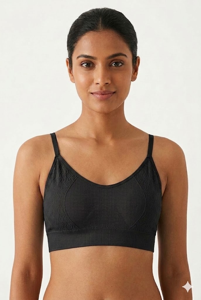 Seamless Padded Bra for Women – Medium Coverage Cotton Blend Bra with Broad Lower Band | Wire-Free Pull-On Comfort Bra - JSF08