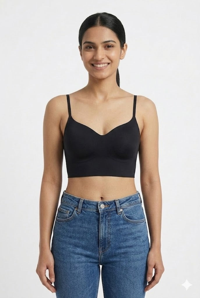Seamless Crop Slip for Women & Teens – Padded Modal Full Coverage Slip with Adjustable Straps | Innerwear & Outerwear Crop Top - 558