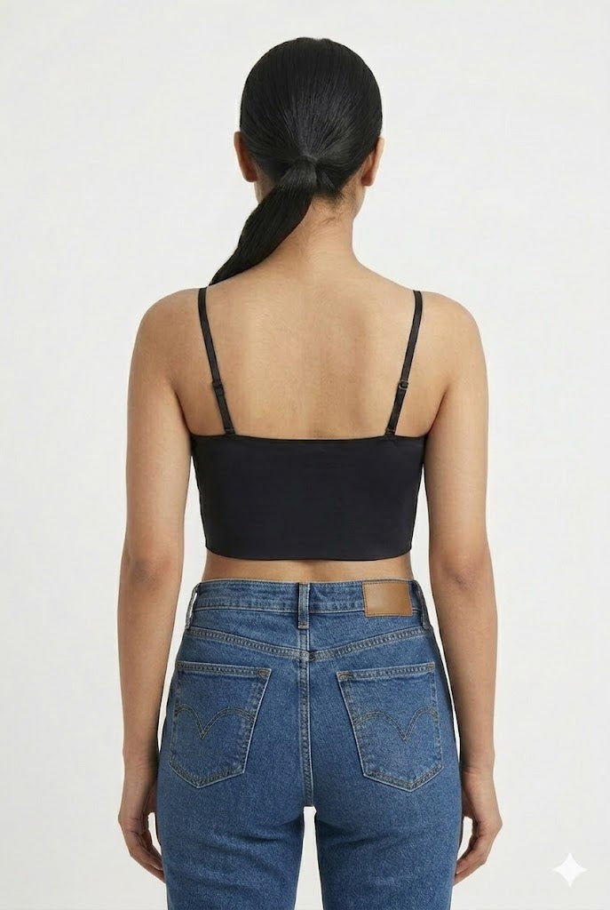 Seamless Crop Slip for Women & Teens – Padded Modal Full Coverage Slip with Adjustable Straps | Innerwear & Outerwear Crop Top - 558