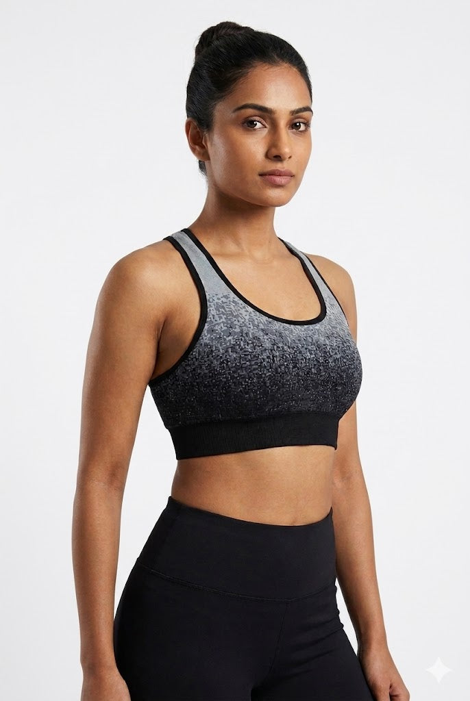 Seamless Racerback Bra for Women – Medium Coverage Padded Cotton Blend Bra with Removable Pads | Pull-On Active Comfort Bra - 6996