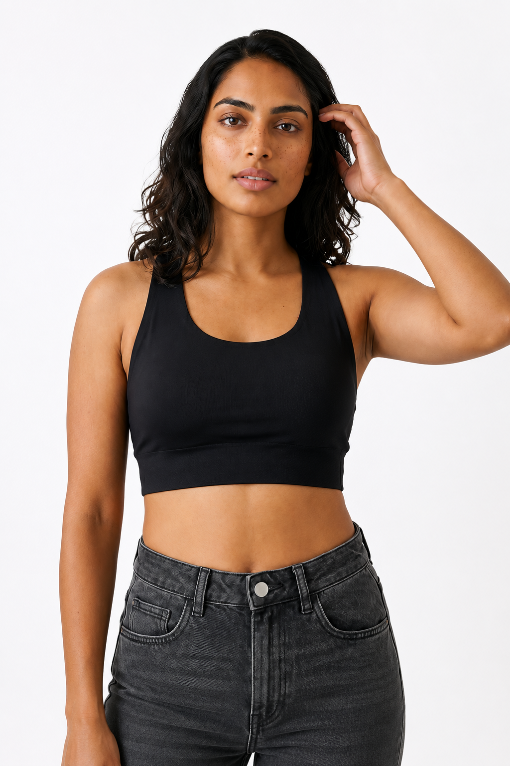 Women's Seamless Sports Bra | Non-Wired Full Coverage Padded Modal Razorback Bra for Women | Medium Impact Activewear & Everyday Comfort - 618
