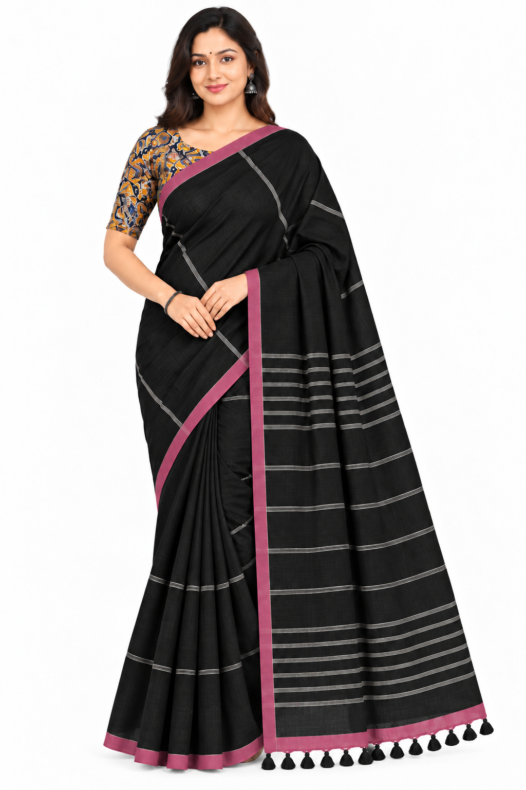Women's Jacquard Cotton Blend Khadi Saree | Lightweight Ethnic Wear Saree for Daily Wear & Casual Outings - G470