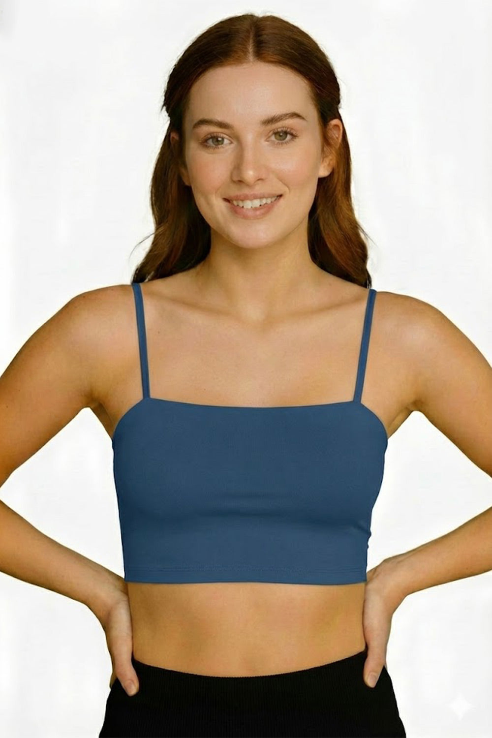 Teen Girls’ Full-Coverage Sport Padded Bra – Seamless Crop-Slip Design with Spaghetti Straps & Soft Fit - 1888
