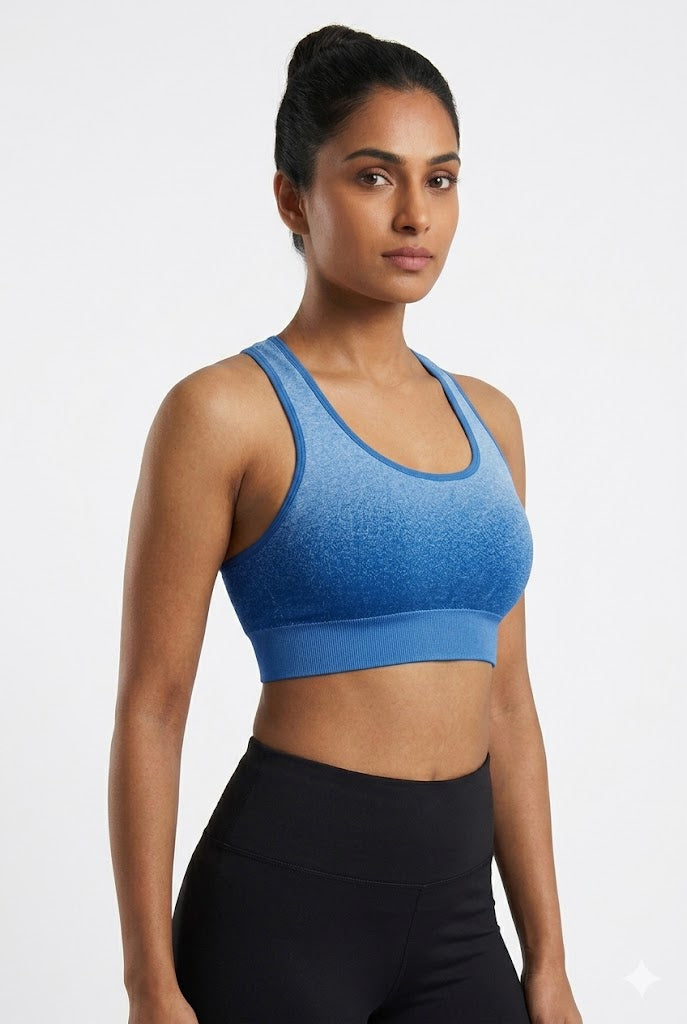 Seamless Racerback Bra for Women – Medium Coverage Padded Cotton Blend Bra with Removable Pads | Pull-On Active Comfort Bra - 6996