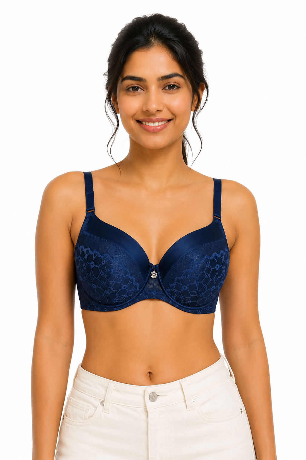 Women's Heavy Push-Up Lace Bra | Underwired Seamless Padded Bra for Women | Low Coverage Cotton Blend Fashion Bra - 1209