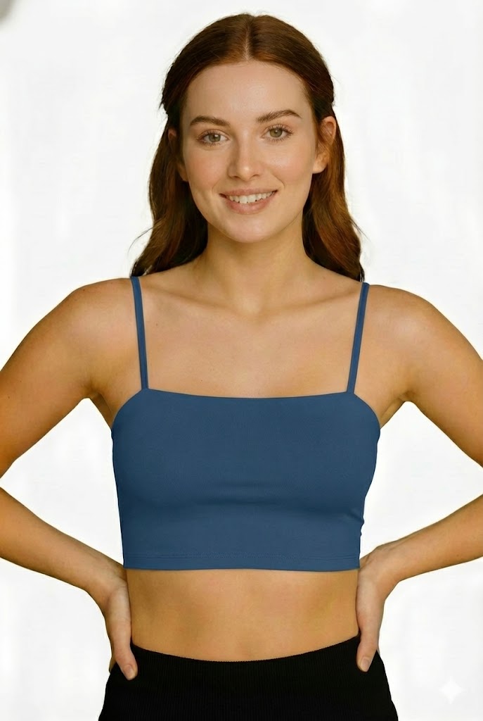 Teen Girls’ Full-Coverage Sport Bra – Seamless Crop-Slip Design with Spaghetti Straps & Soft Fit - 1888