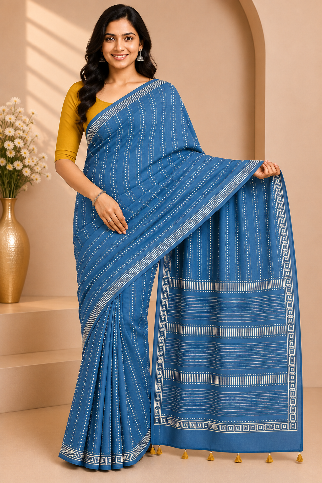 Women's Prints Pure Cotton Jaipur Saree | Lightweight Ethnic Wear Saree for Daily Wear, Casual Outings, Everyday Ethnic Styling - 4022