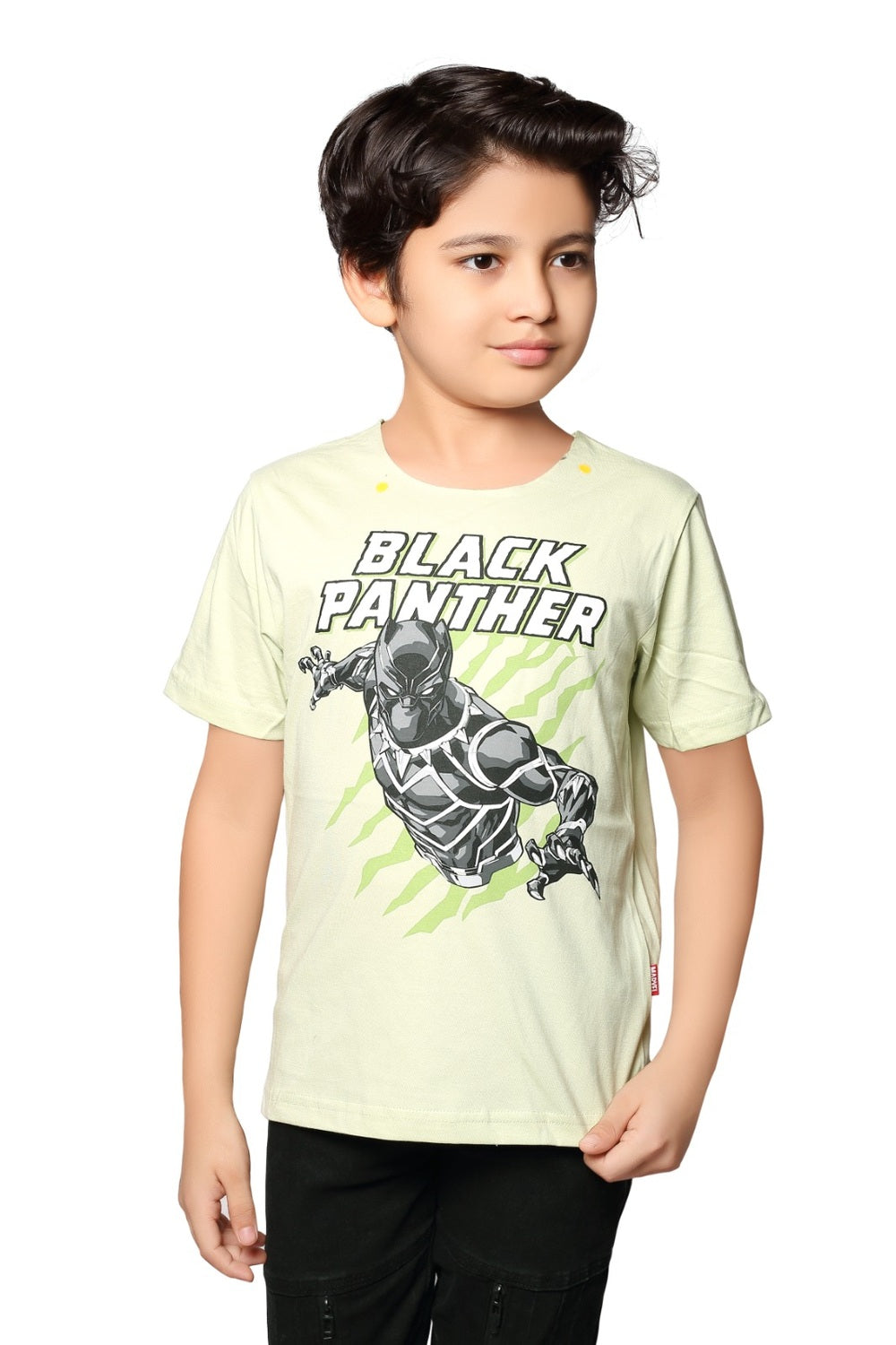 Boys Printed Cotton-Blend T-Shirt | Round Neck Short Sleeve Regular Fit Daily Wear Tee - Fog Green - 3015