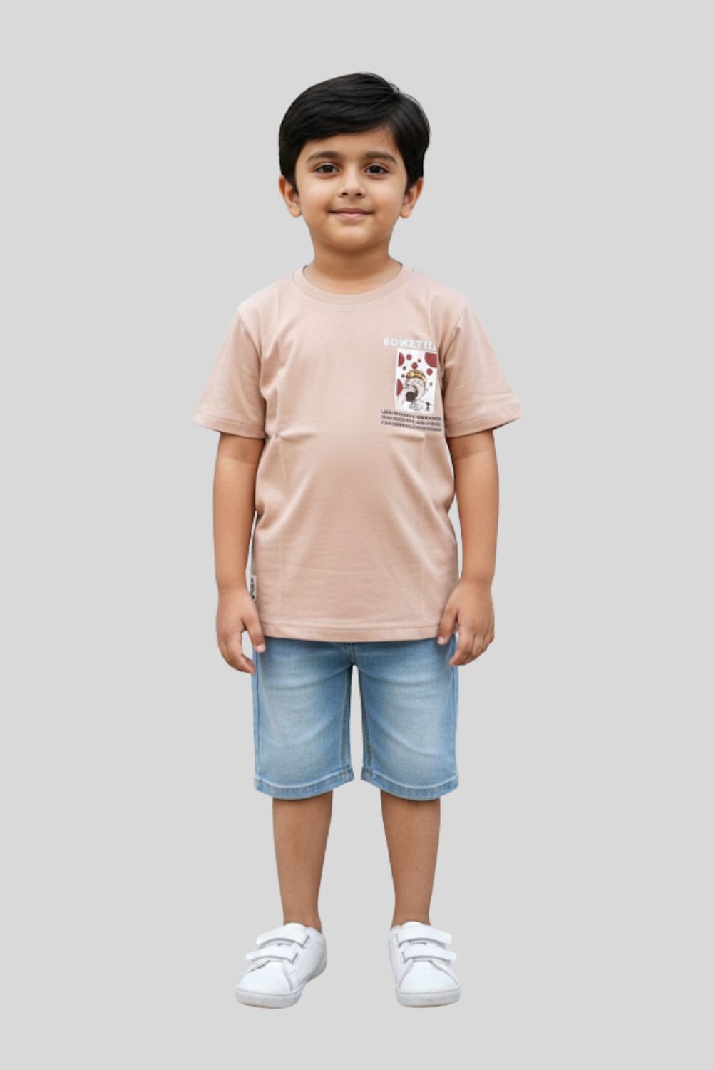 Boys’ Printed Cotton-Blend T-Shirt | Round Neck, Short Sleeves, Regular Fit - 826