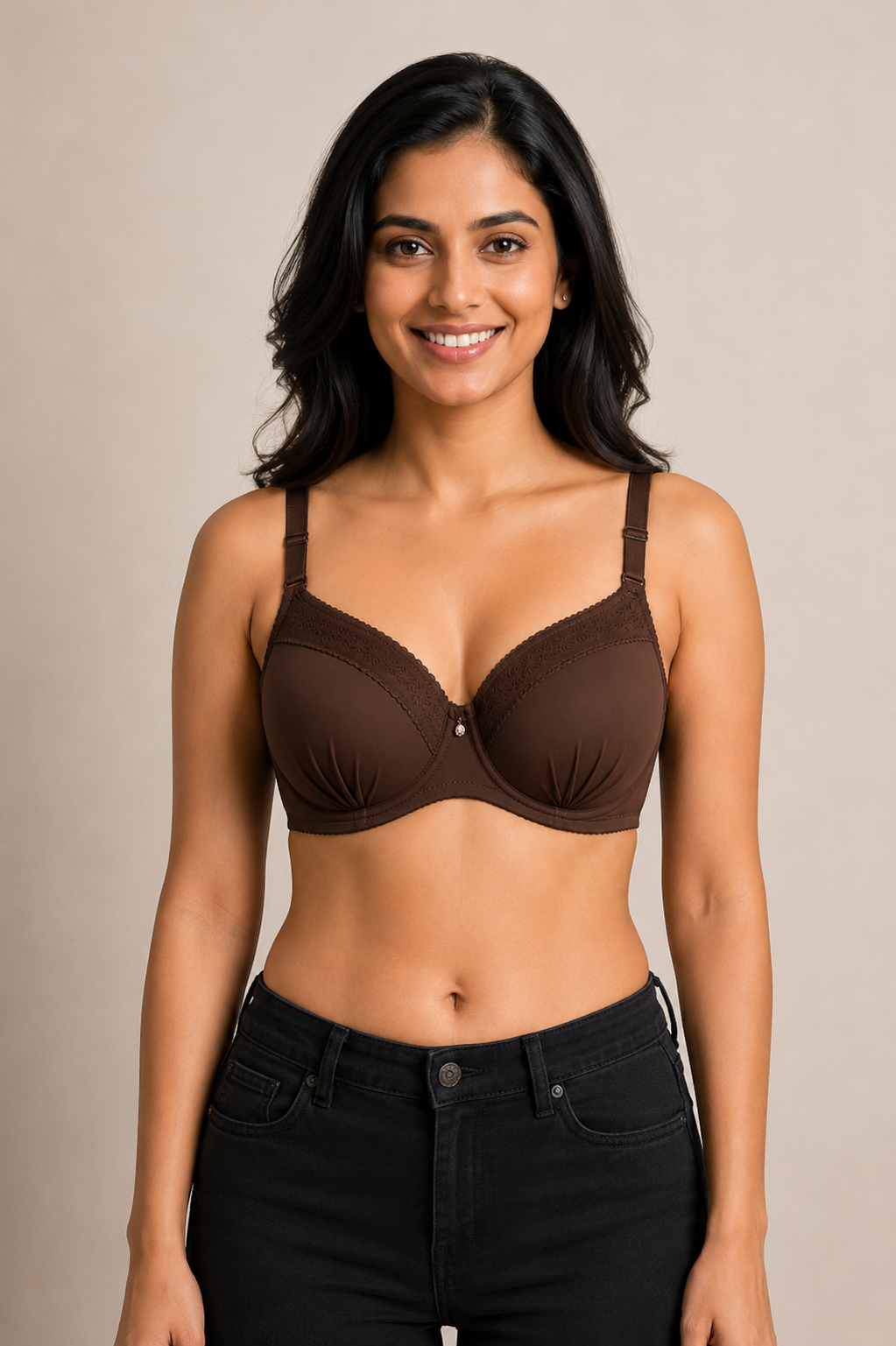 Women's Padded Lace Underwired Bra | Medium Coverage Seamless Cotton Blend Push-Up Bra for Women | Everyday Comfort & Fashion Bra - 9893