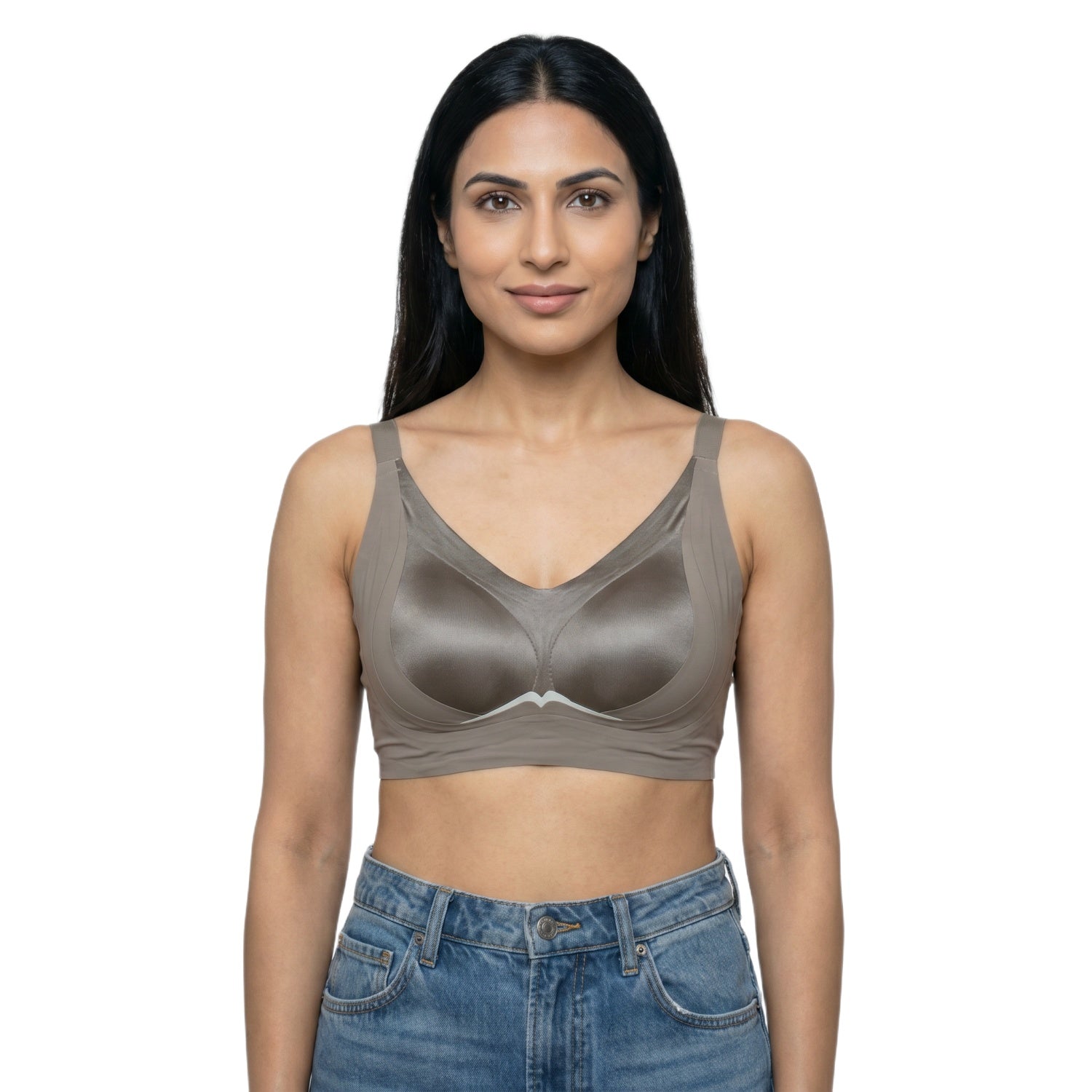 Women's Seamless Padded Modal Bra | Non-Wired Low Coverage T-Shirt Bra for Women | Soft Everyday Comfort Bra - 2534