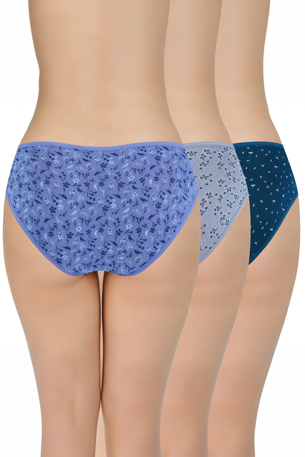 Amante Women's Cotton Bikini Panties Pack of 3 – Low Rise Breathable Soft Stretch Everyday Bikini Briefs - PPK33102