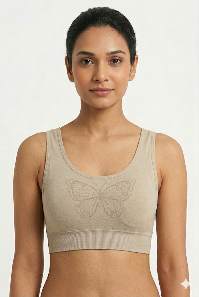Seamless Padded Bra for Women – Full Coverage Cotton Blend Bra with Back Hook Closure | Wire-Free Everyday Comfort Bra - 10429