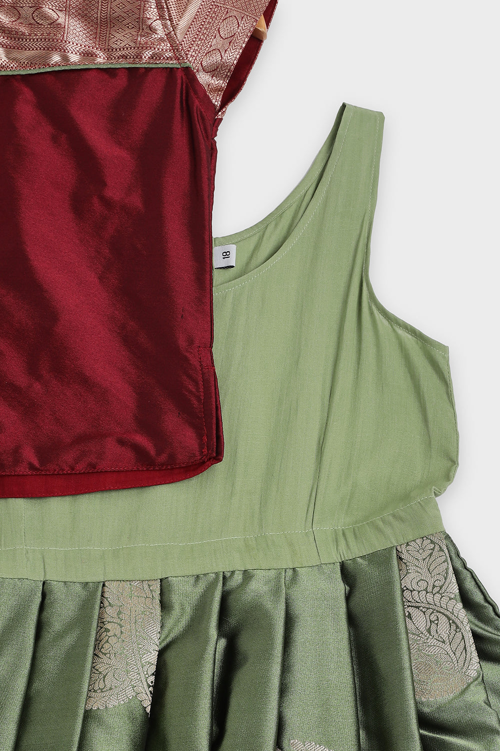 CHITTYTHALLI Girls Art Silk Pavadai Set – Sweetheart Neck Traditional Pattu Pavadai Dress with Knife Pleated Skirt | Festive Ethnic Wear for Girls - PS007