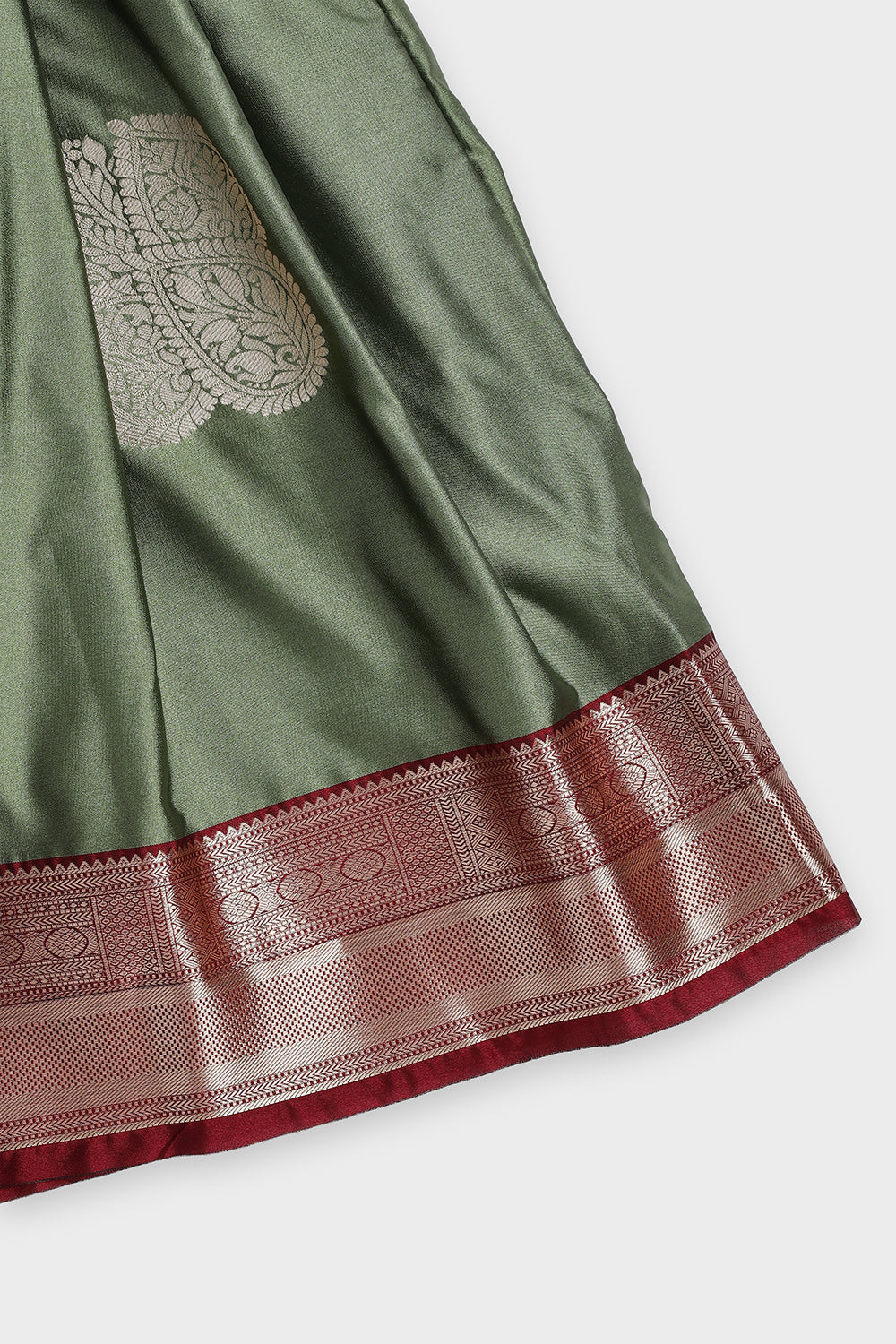 CHITTYTHALLI Girls Art Silk Pavadai Set – Sweetheart Neck Traditional Pattu Pavadai Dress with Knife Pleated Skirt | Festive Ethnic Wear for Girls - PS007