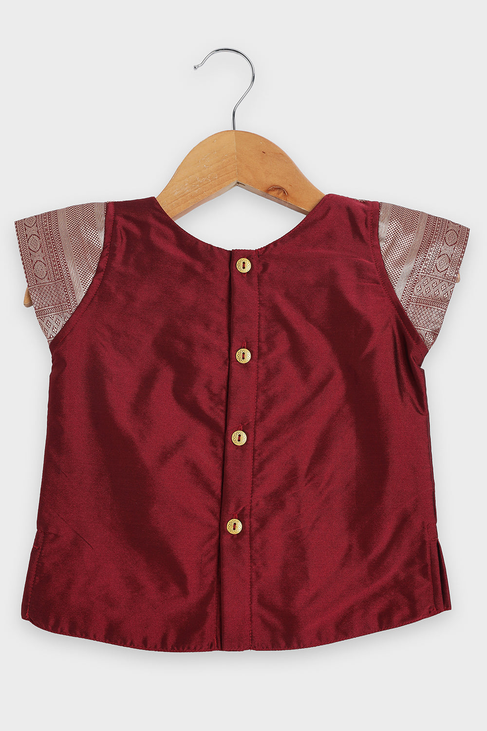 CHITTYTHALLI Girls Art Silk Pavadai Set – Sweetheart Neck Traditional Pattu Pavadai Dress with Knife Pleated Skirt | Festive Ethnic Wear for Girls - PS007