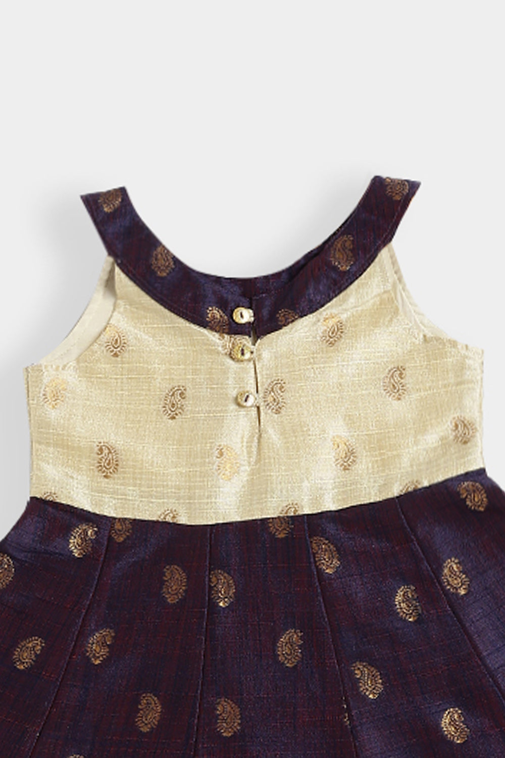 Chittythalli Girls Cotton Blend Frock – A-Line Halter Neck Ethnic Dress with Paisley Print | Traditional Wear for Toddlers - FR49