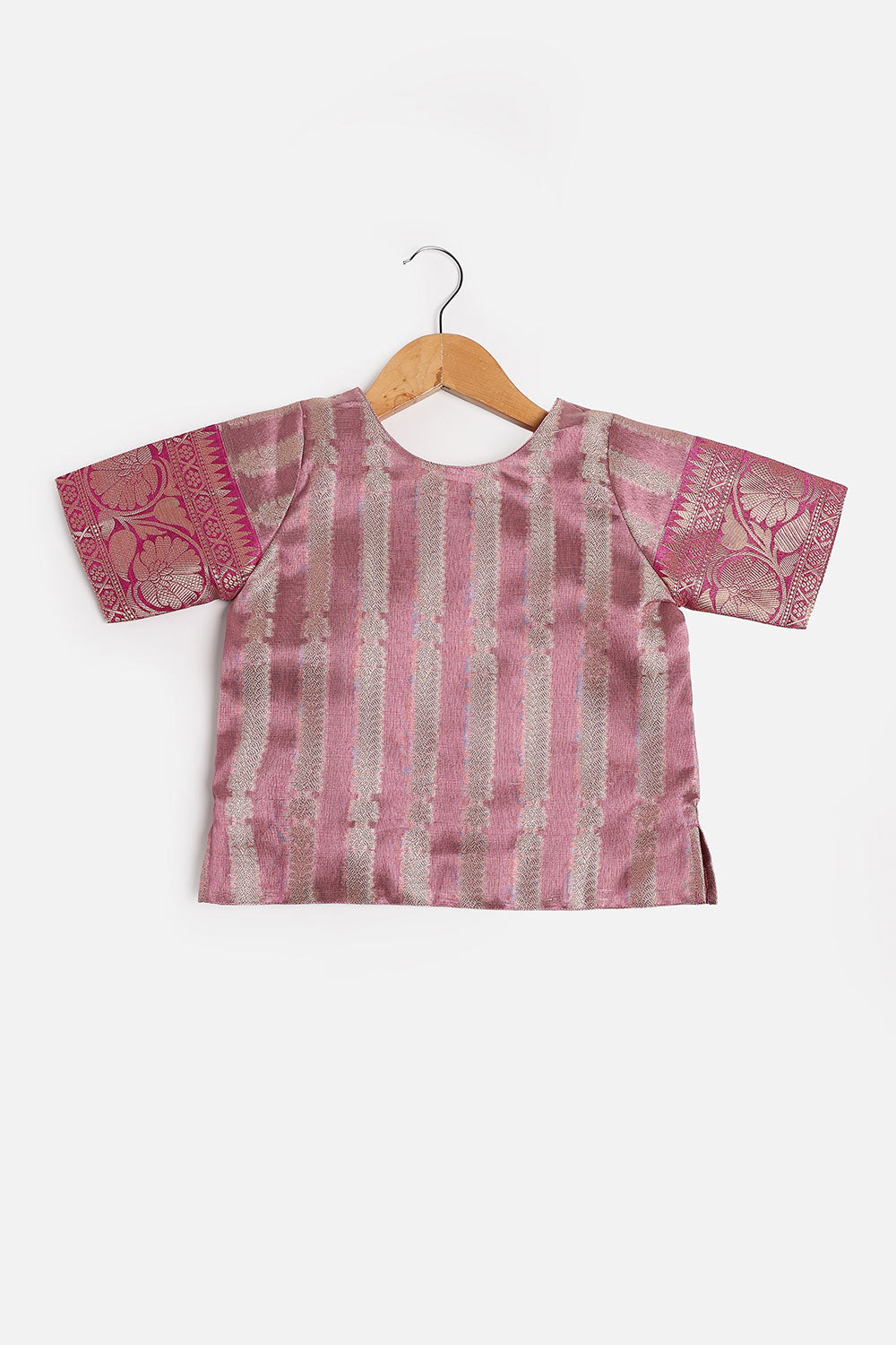 Chittythalli Girls’ Festive Pavadai Set | Layered Blouse, Embroidered Tank Top & Knife-Pleated Skirt - PS94