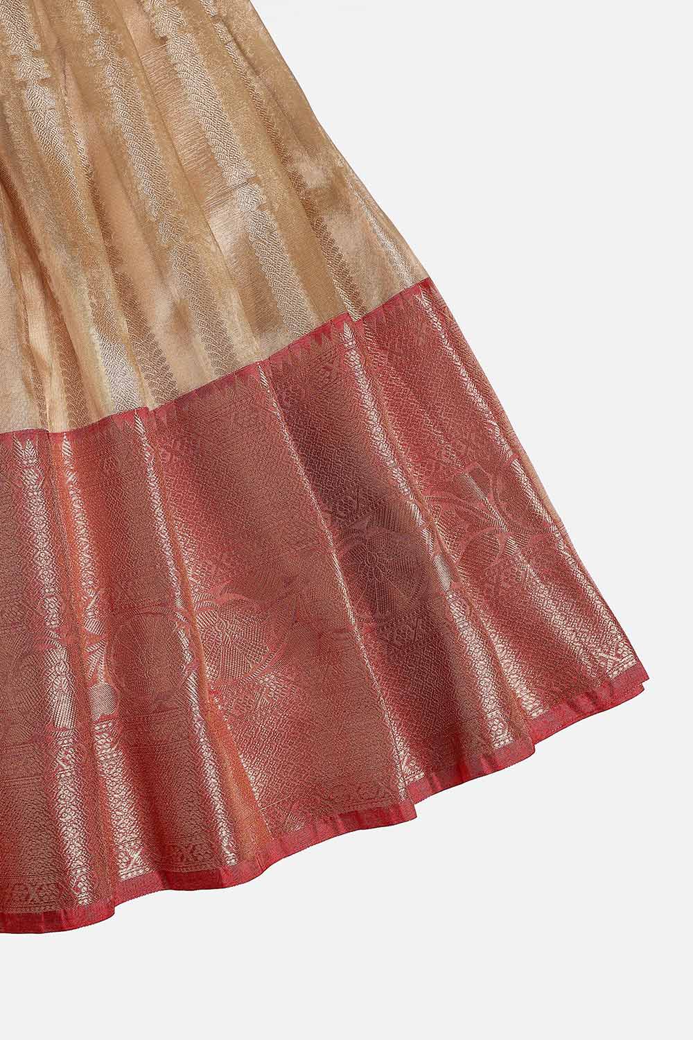 Chittythalli Girls’ Festive Pavadai Set | Layered Blouse, Embroidered Tank Top & Knife-Pleated Skirt - PS94