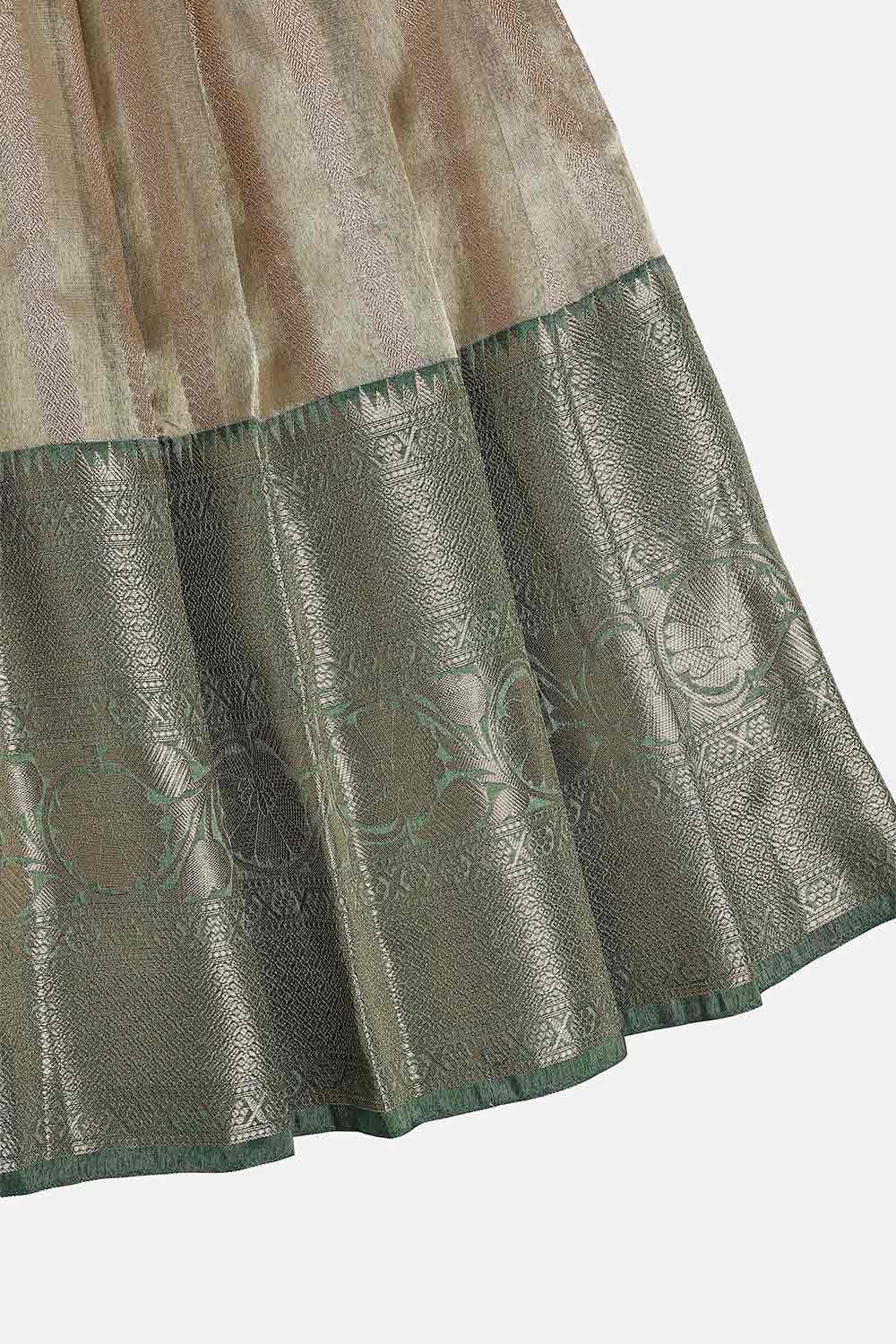 Chittythalli Girls’ Festive Pavadai Set | Layered Blouse, Embroidered Tank Top & Knife-Pleated Skirt - PS94