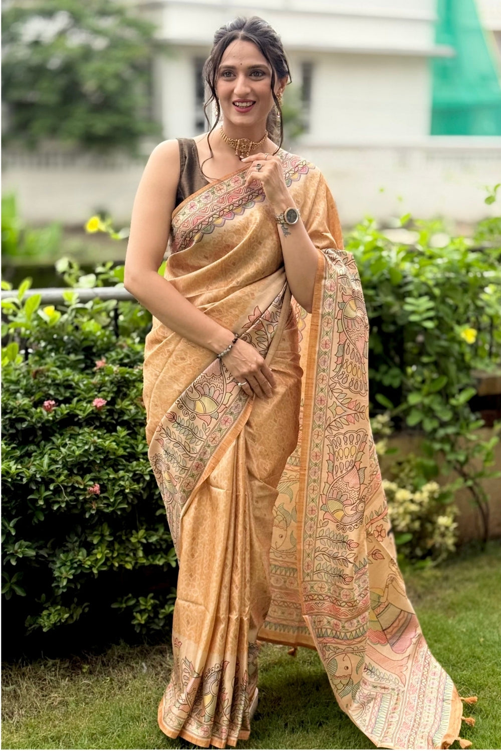 Women's Art Silk Tussar-Style Printed Saree | Elegant Festive & Occasion Wear Ethnic Saree | 1772