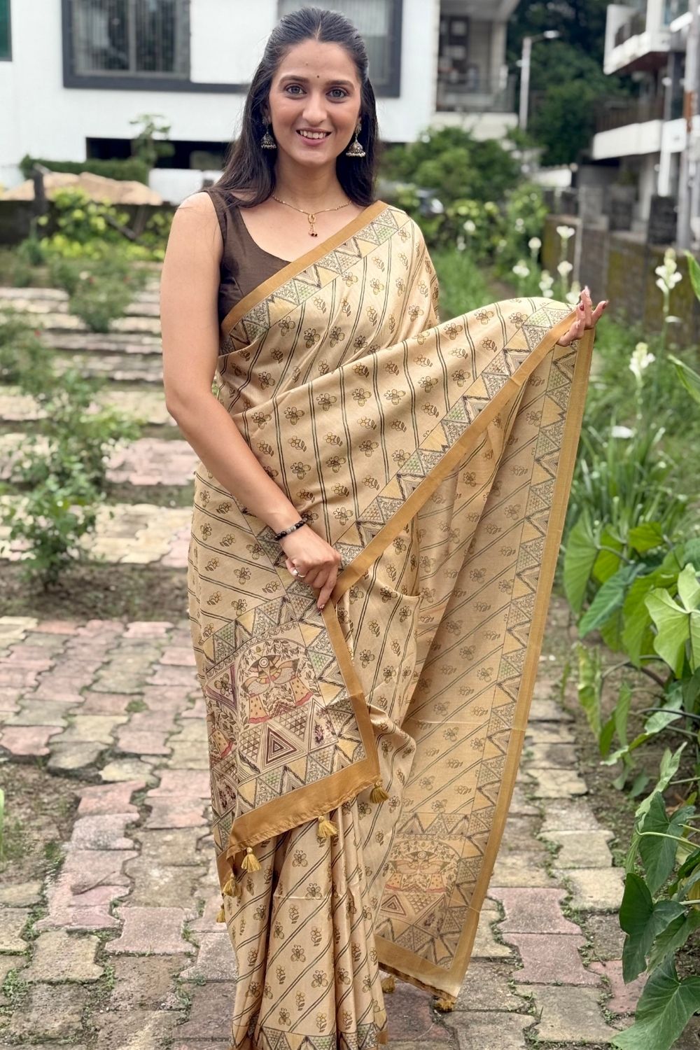 Women's Art Silk Tussar-Style Printed Saree | Elegant Festive & Occasion Wear Ethnic Saree | 4340