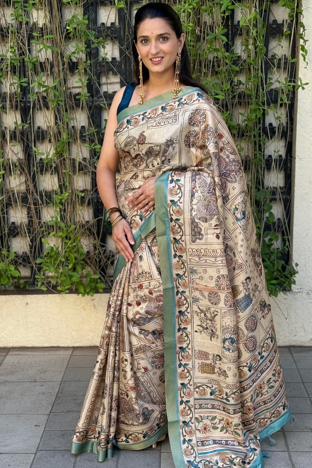 Women's Art Silk Tussar-Style Printed Saree | Elegant Festive & Occasion Wear Ethnic Saree | 4661