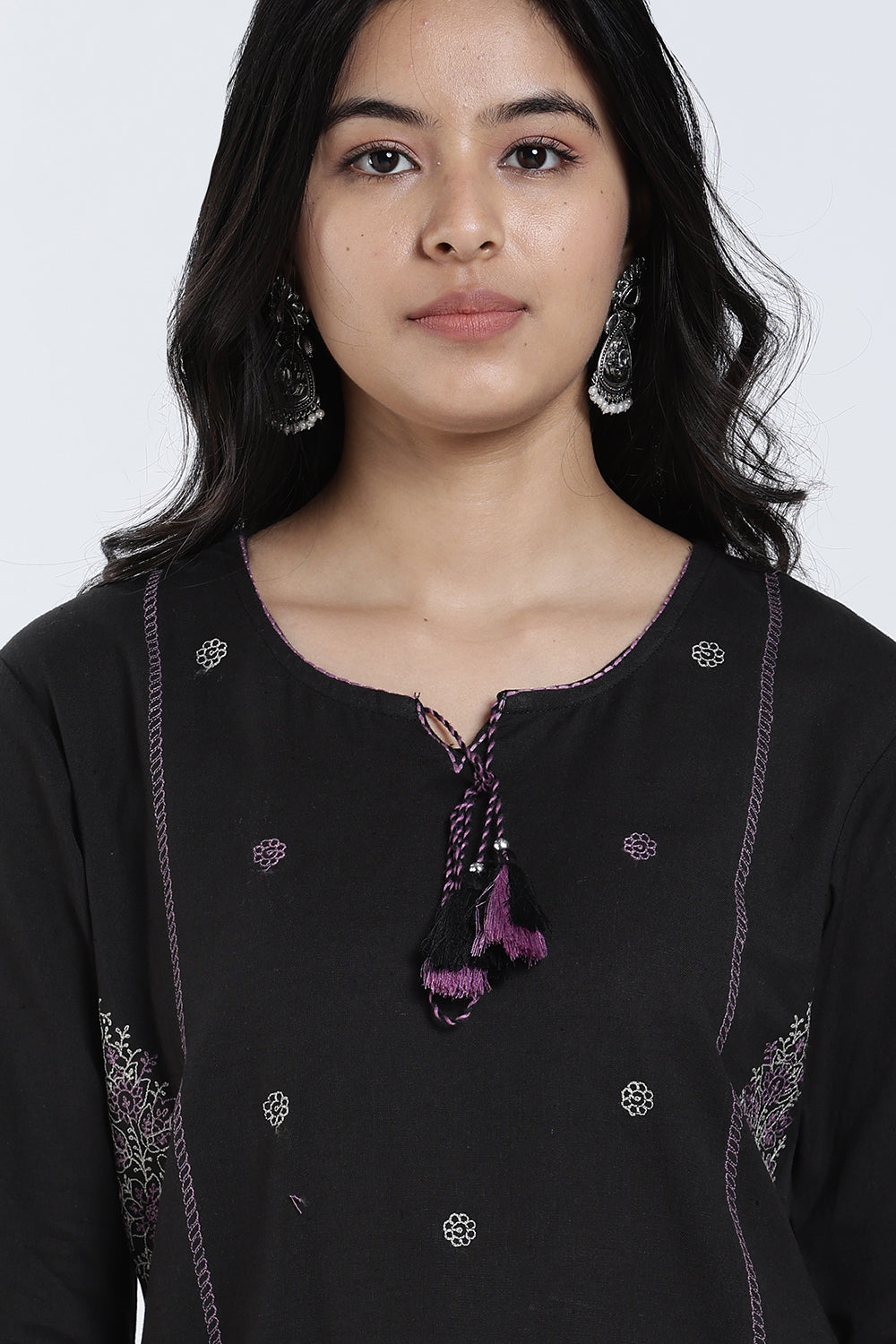 Mythri Women’s Cotton Paisley Embroidered Top – Casual 3/4 Sleeve Ethnic Short Top for Women - EX15