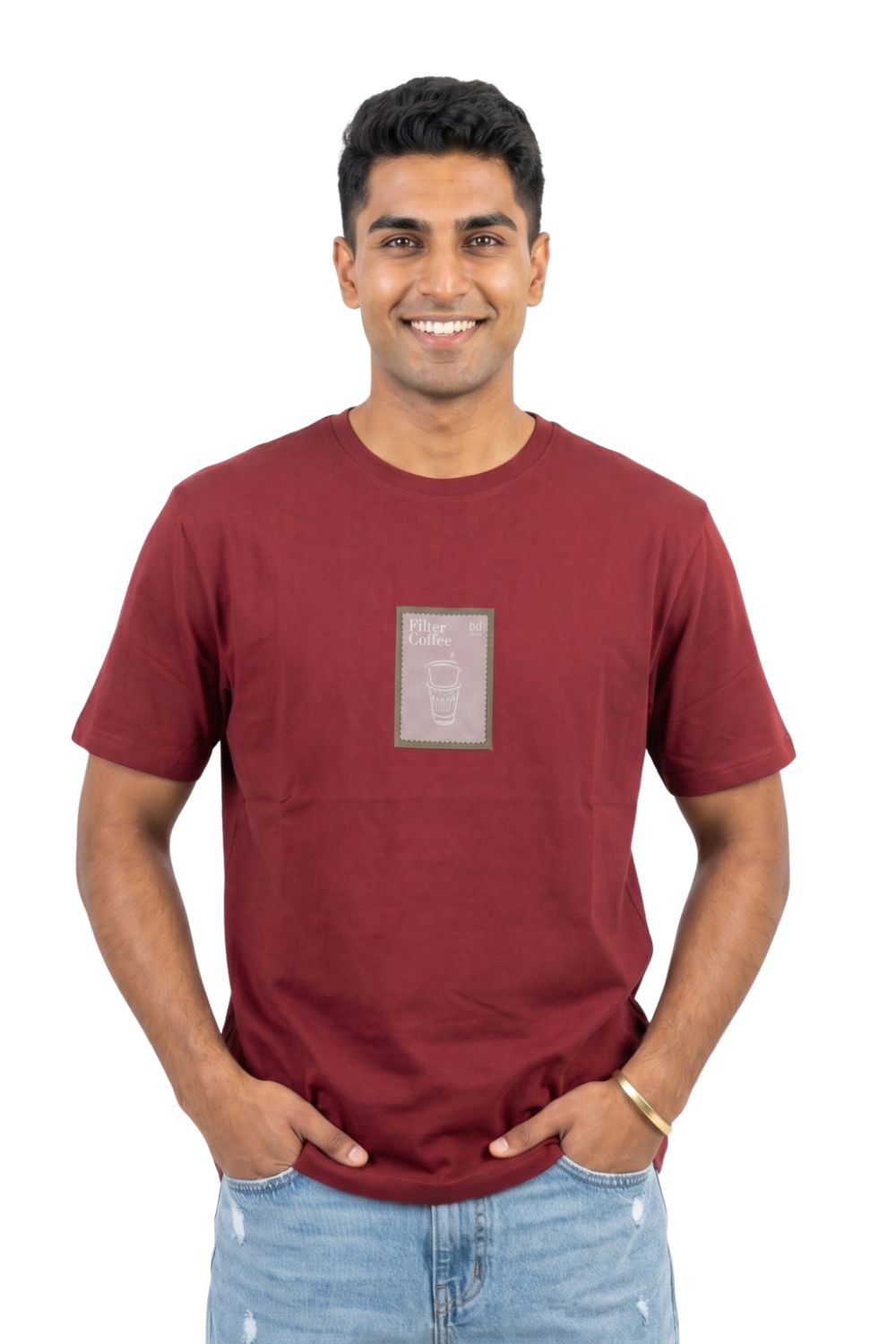 Enhance Men’s Cotton T-Shirt – Round Neck Printed T-Shirt with Coffee Graphic | Casual Everyday Wear T-Shirt - Red - TG14
