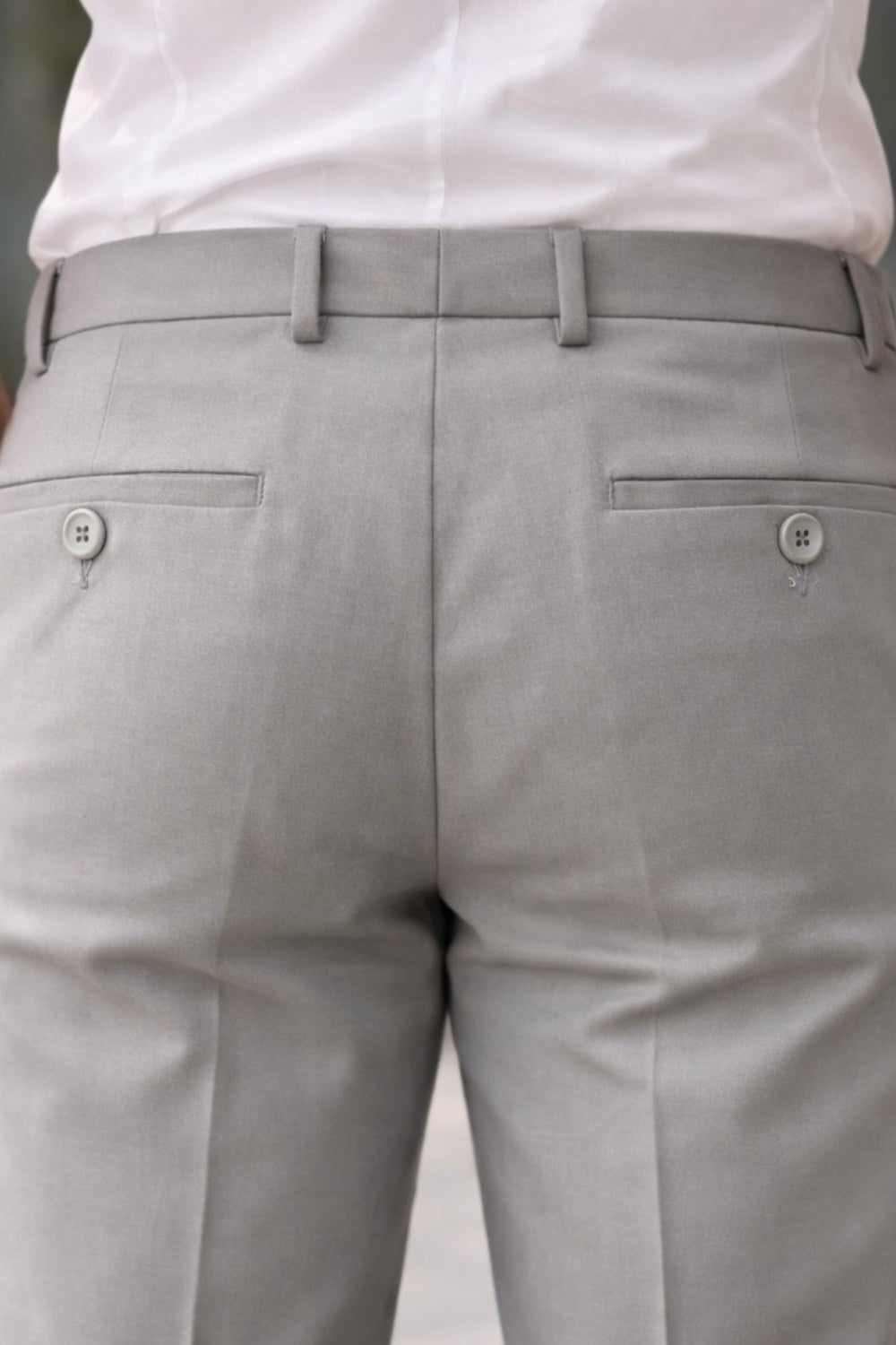 ENHANCE Men’s Cotton Stretch Formal Trousers – Regular Fit Office Wear Pants with Contrast Waistband & Coin Pocket | Classic Business Formal Pants for Men - Light Grey - TM04