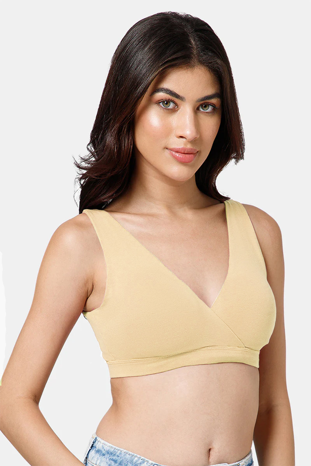 Intimacy Maternity Bra for Women – Non-Wired Slip-On Cotton Nursing Bra with Criss-Cross Front  - FB10