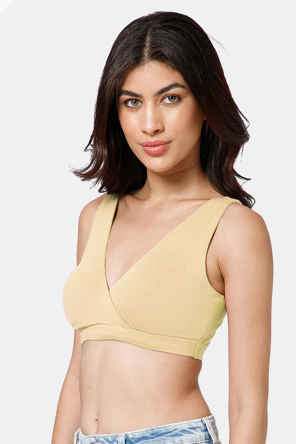 Intimacy Maternity Bra for Women – Non-Wired Slip-On Cotton Nursing Bra with Criss-Cross Front  - FB10
