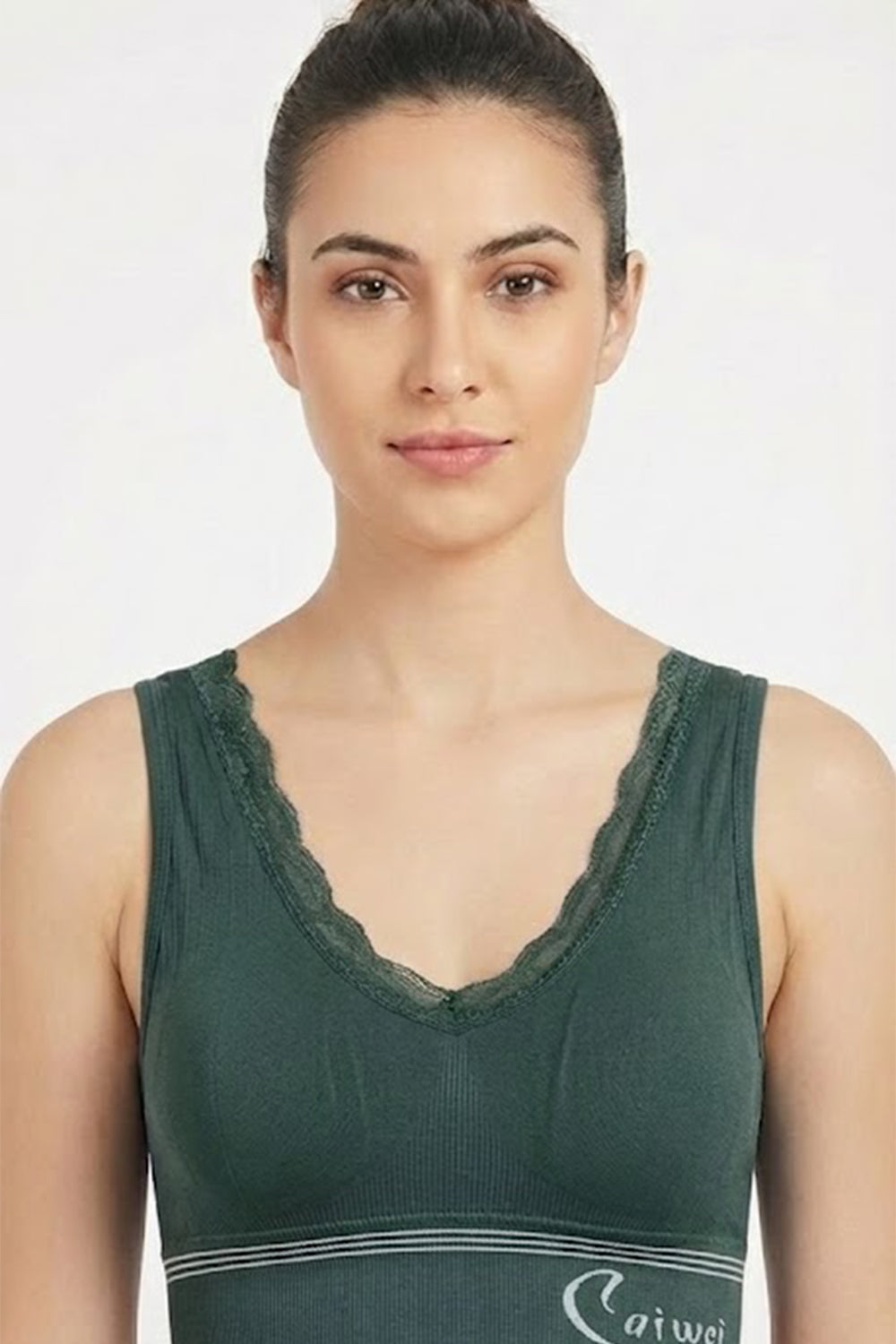 Teen Girls’ Full-Coverage Padded Sport Bra – Seamless, Sweat-Absorbent Crop-Slip Fit with High Waistband - 2041