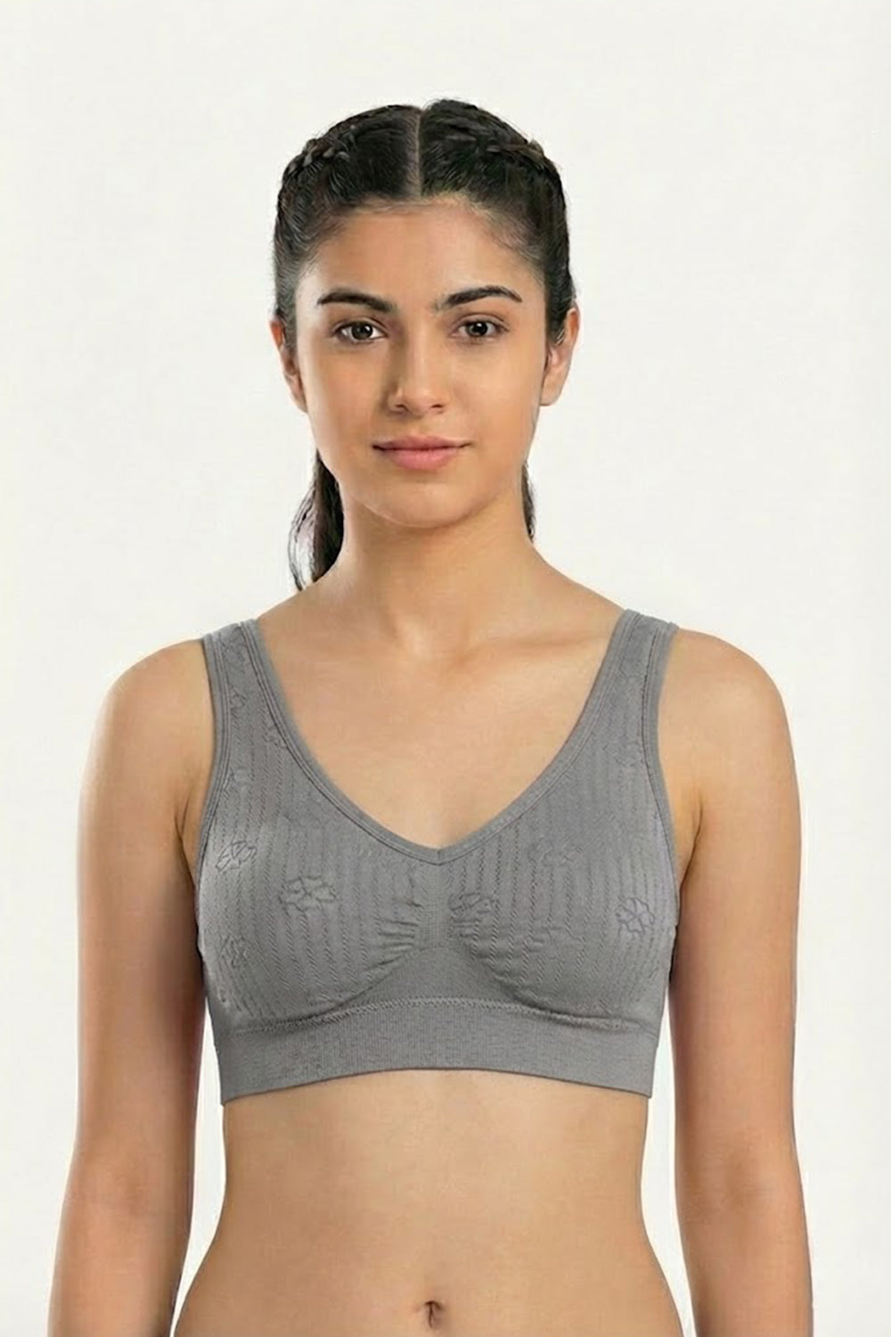 Women's Padded Cotton-Blend Sport Bra – Full Coverage, Seamless Sweat-Absorbent Support & Crop-Top Ready Fit - S988