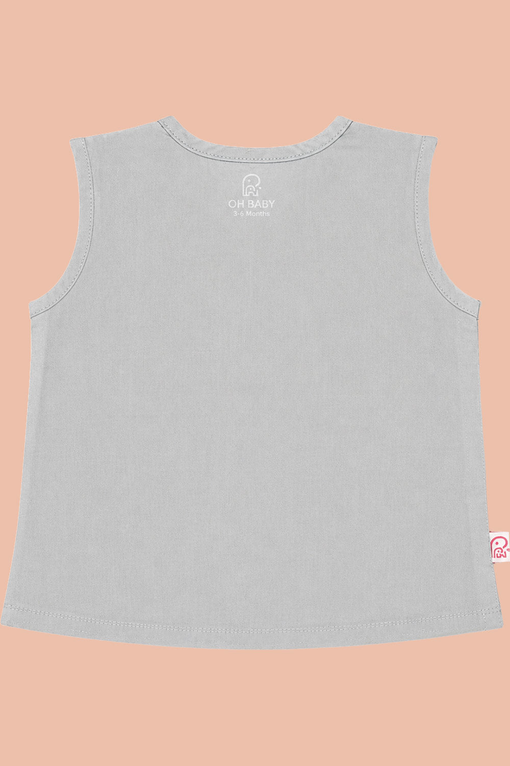 Oh Baby 100% Pure Cotton Everyday Comfort Baby Vest – Soft Breathable Infant Innerwear for Newborn Boys & Girls - Grey - VS06